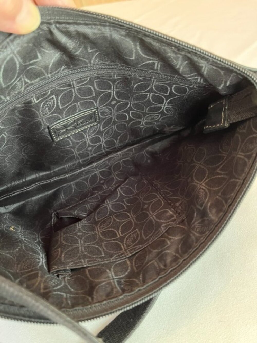 FOSSIL | Black Pebbled Leather Crossbody Bag Zip Top Closure-EUC - Picture 9 of 15